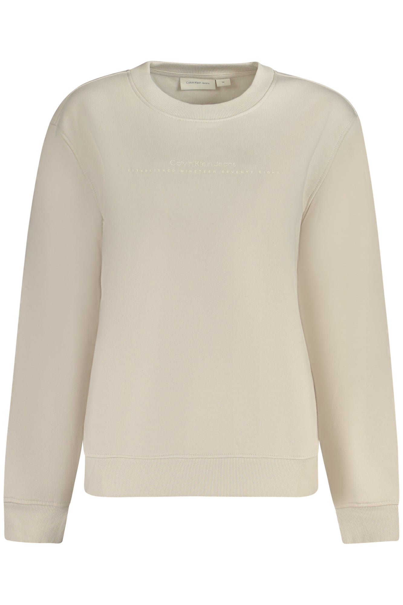 SWEAT-SHIRT CALVIN KLEIN SANS ZIP FEMME BEIGE - CALVIN KLEIN