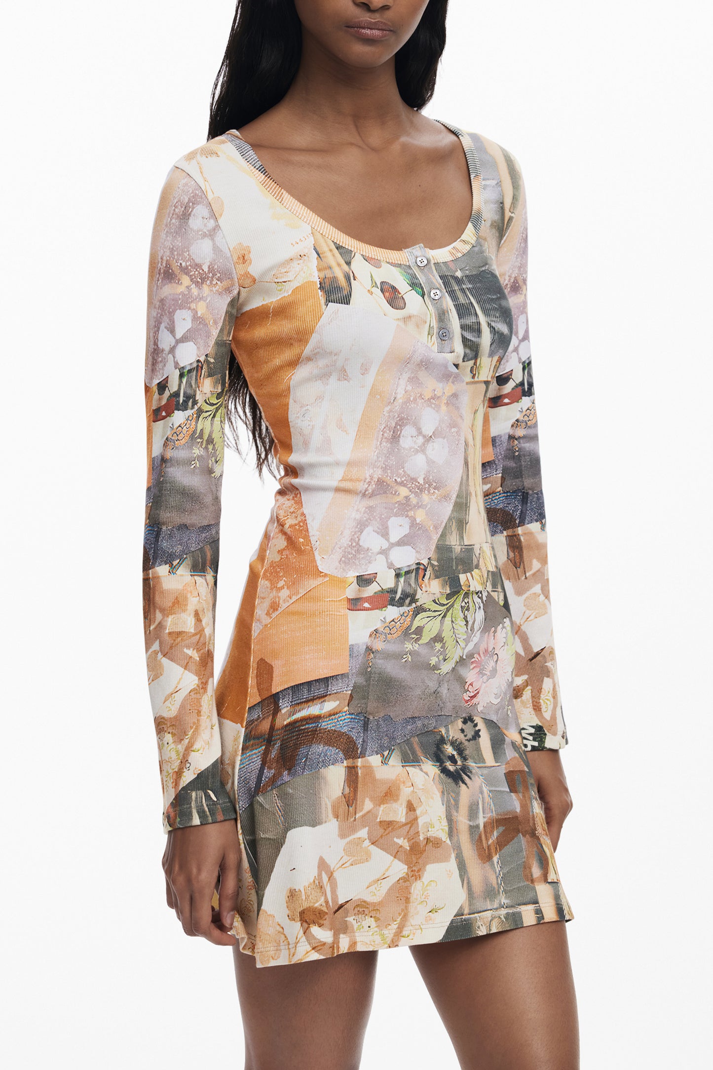 ROBE COURTE DESIGUAL POUR FEMME EN BEIGE - DESIGUAL