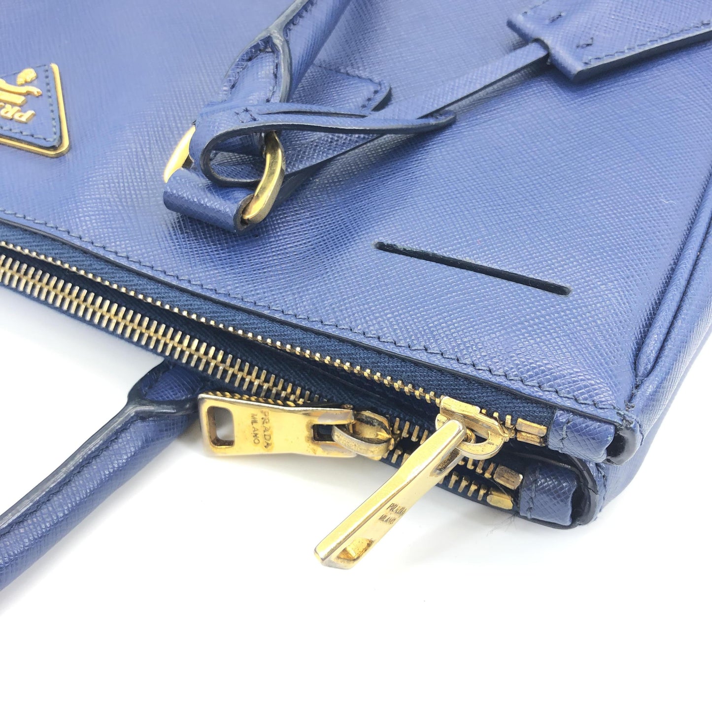 Prada Galleria en Cuir Saffiano Bleu