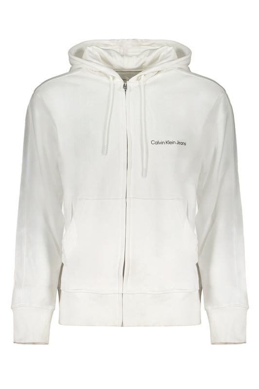 SWEAT-SHIRT ZIPPÉ BLANC CALVIN KLEIN POUR HOMMES - CALVIN KLEIN