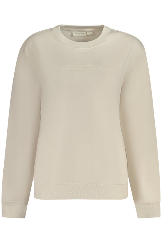 SWEAT-SHIRT CALVIN KLEIN SANS ZIP FEMME BEIGE - CALVIN KLEIN