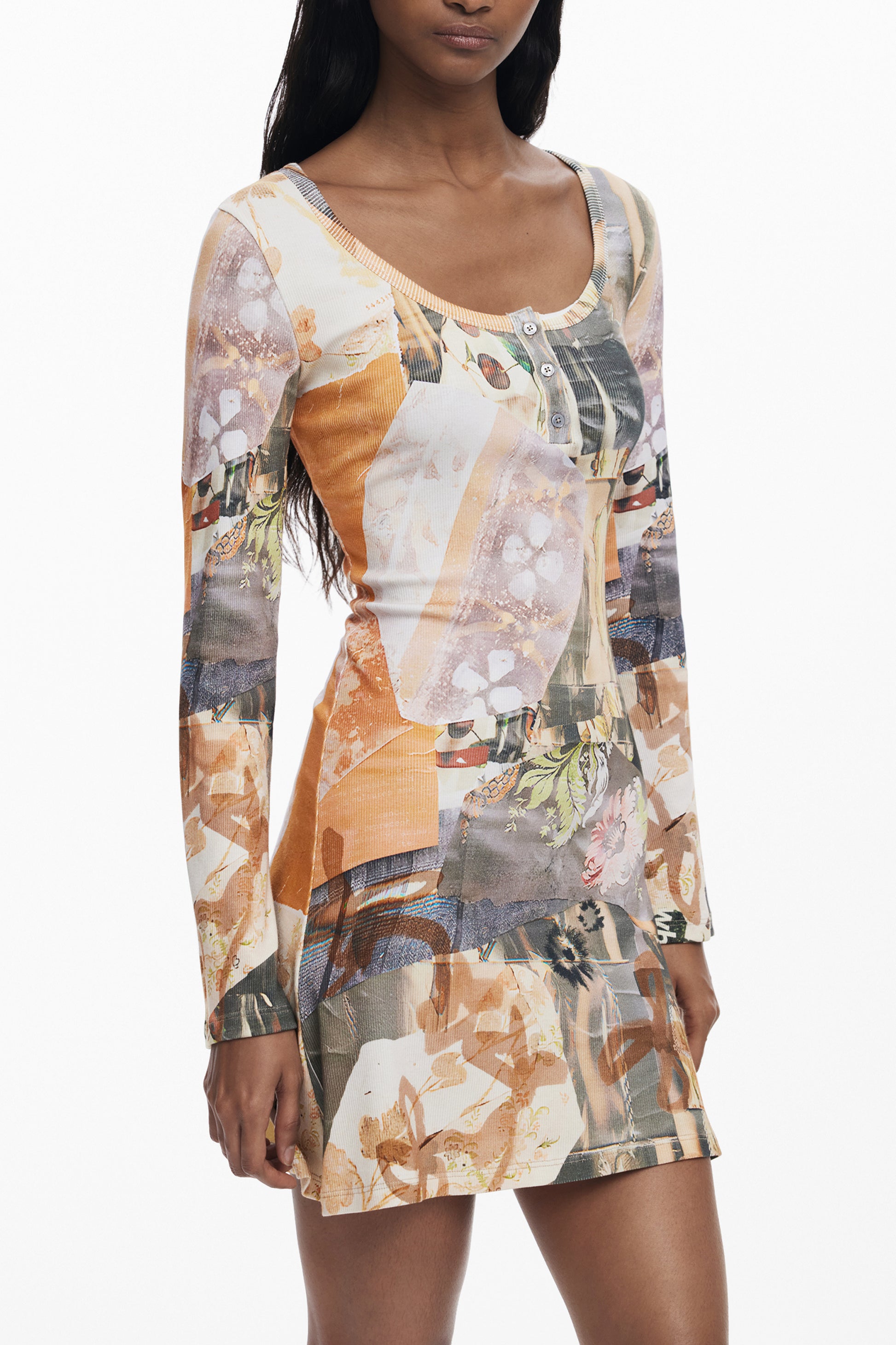 ROBE COURTE DESIGUAL POUR FEMME EN BEIGE - DESIGUAL