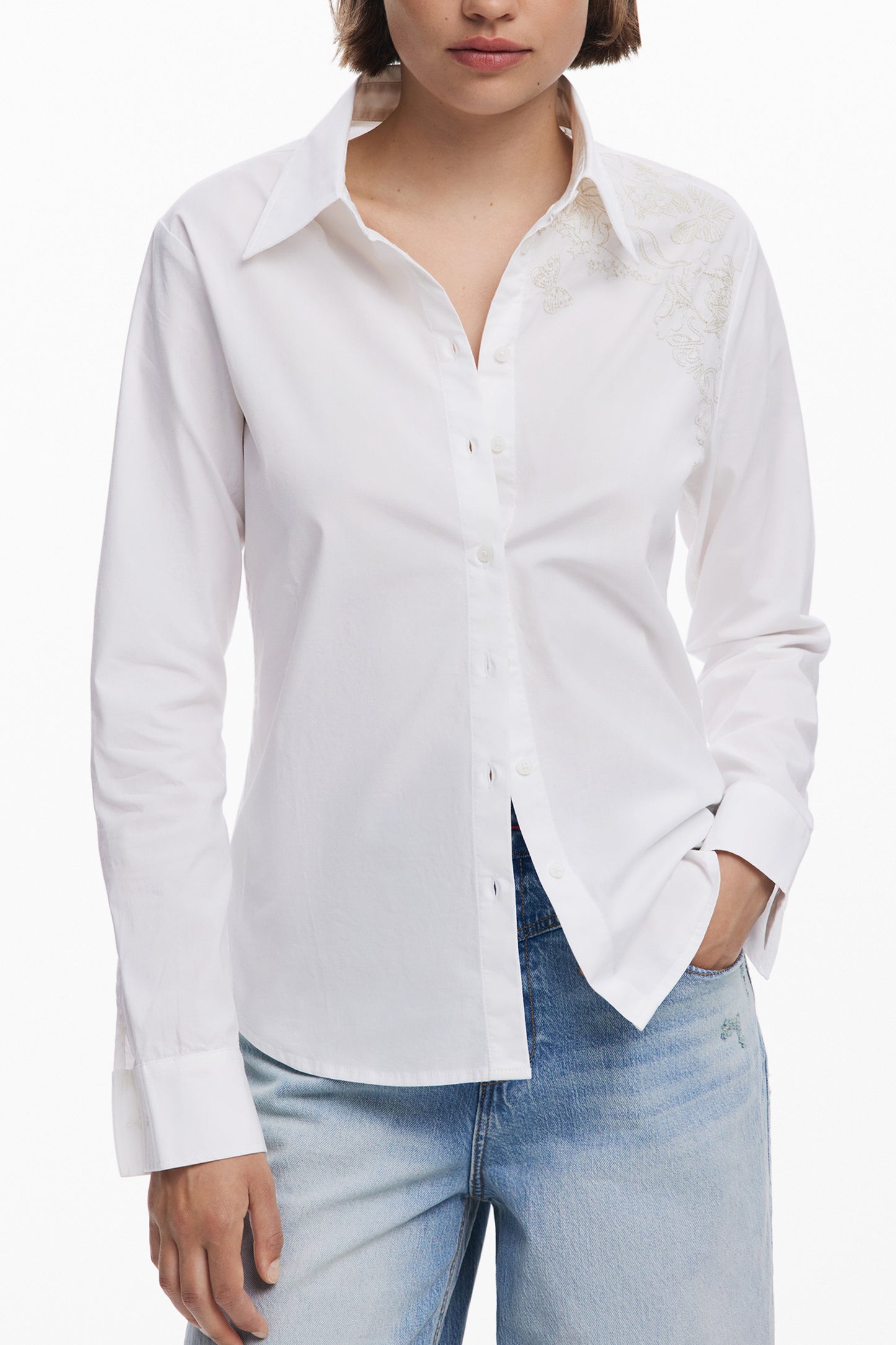 CHEMISE À MANCHES LONGUES FEMME DESIGUAL BLANCHE - DESIGUAL