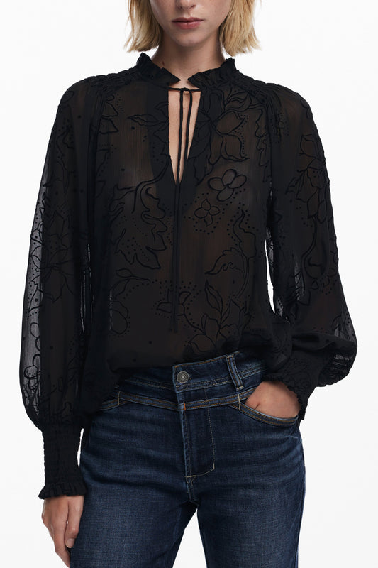 CHEMISE À MANCHES LONGUES POUR FEMME DESIGUAL, NOIRE - DESIGUAL