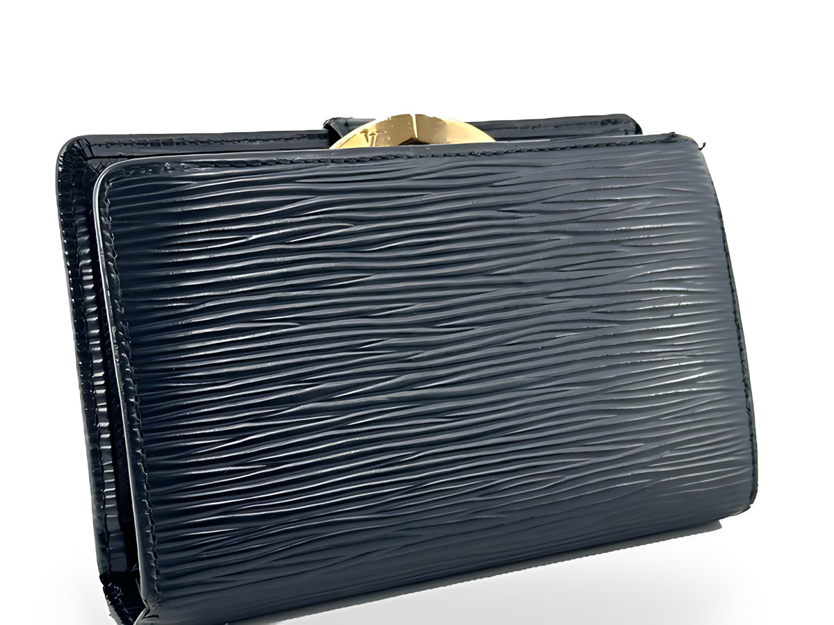 Louis Vuitton Portefeuille Viennois Cuir Épi Noir Fermoir Vintage 2000 – vue 02