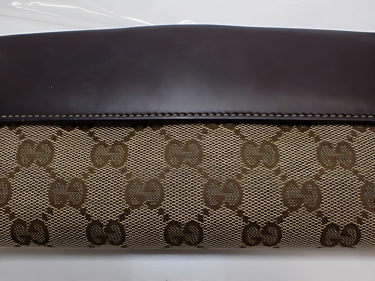 Gucci Portefeuille Long Toile GG Beige Cuir Marron Fermoir Cœur – détail 01