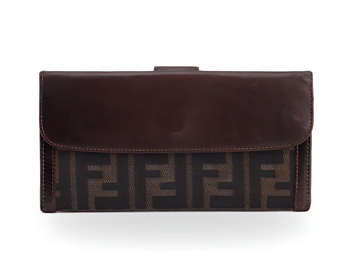 Fendi Zucca portefeuille long marron — vue 2