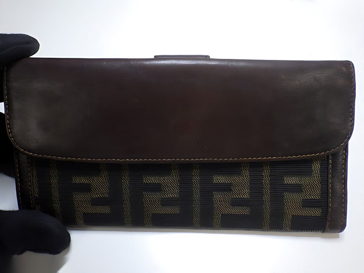 Fendi Zucca portefeuille long marron — détail 1