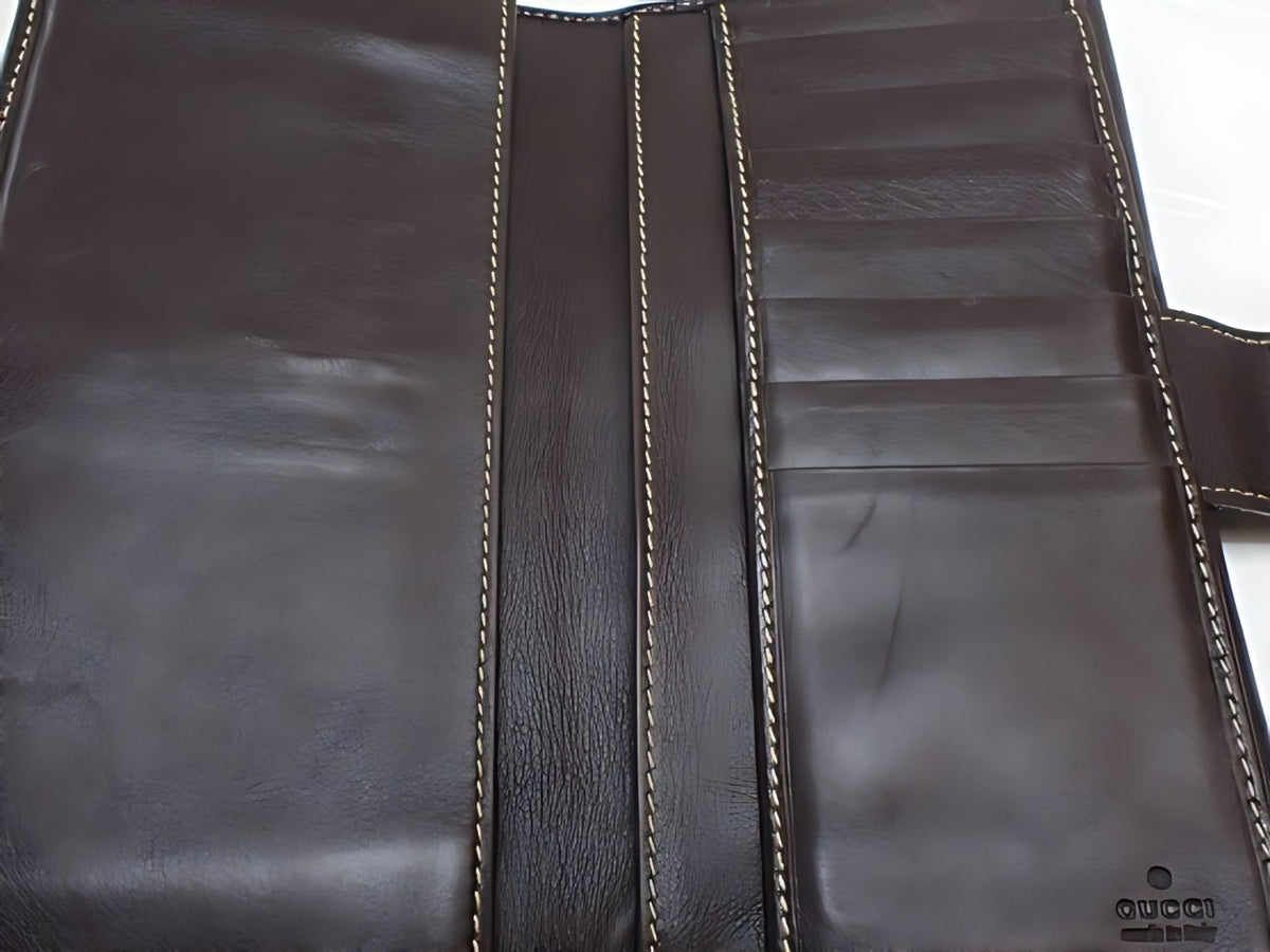 Gucci Portefeuille Long Toile GG Beige Cuir Marron Fermoir Cœur – détail 06