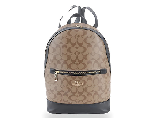 Coach Kenley Backpack Toile Signature Khaki Noir Sac à Dos – vue 01