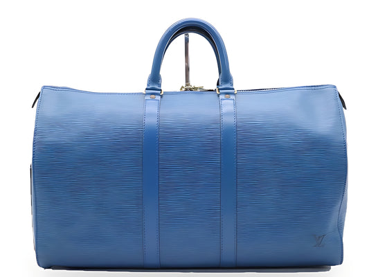 Louis Vuitton Keepall 45 Cuir Épi Bleu Toledo Sac de Voyage Vintage – vue 01