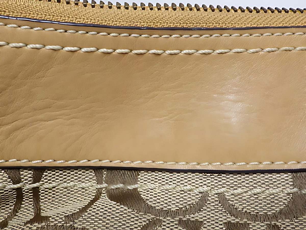 Coach Legacy Signature Toile Khaki Cuir Camel Petit Sac Bandoulière – détail 03