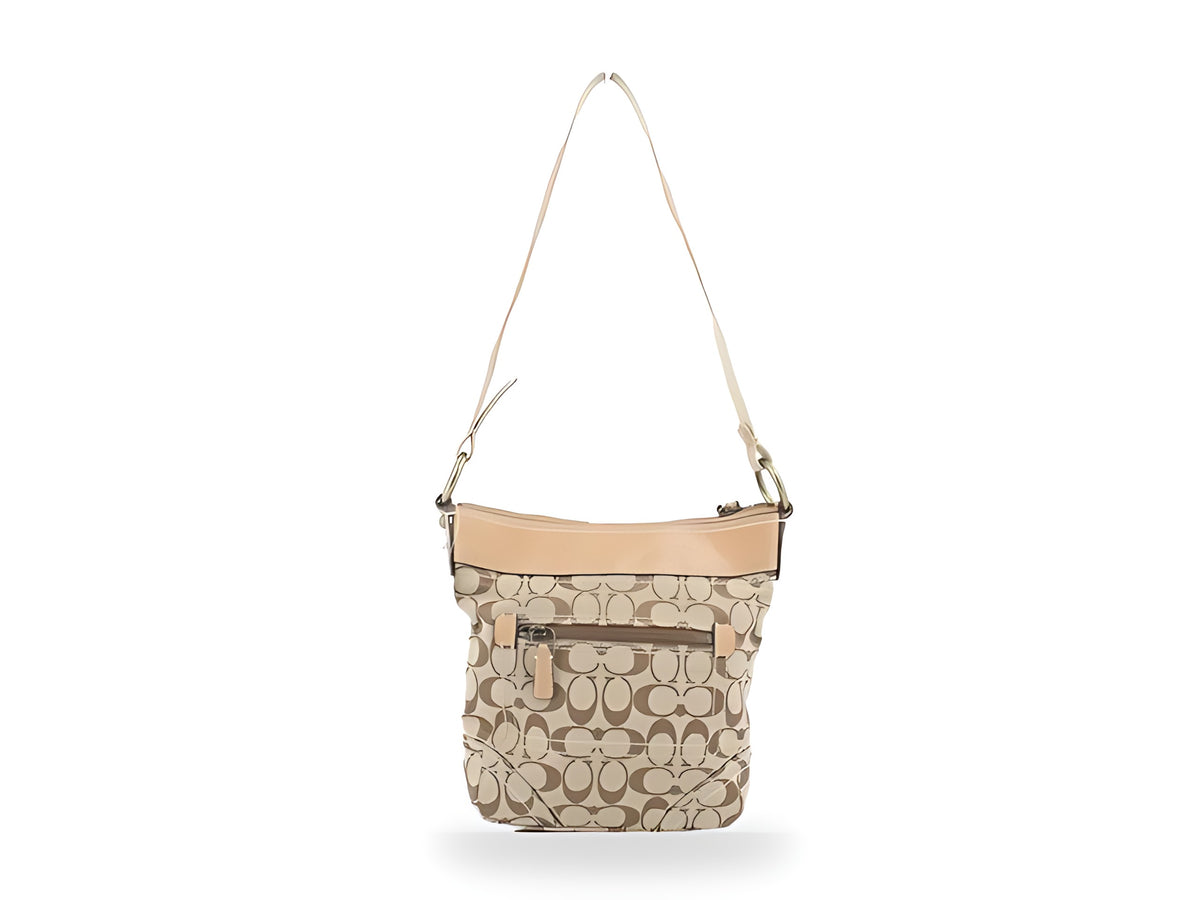 Coach Legacy Signature Toile Khaki Cuir Camel Petit Sac Bandoulière – vue 02