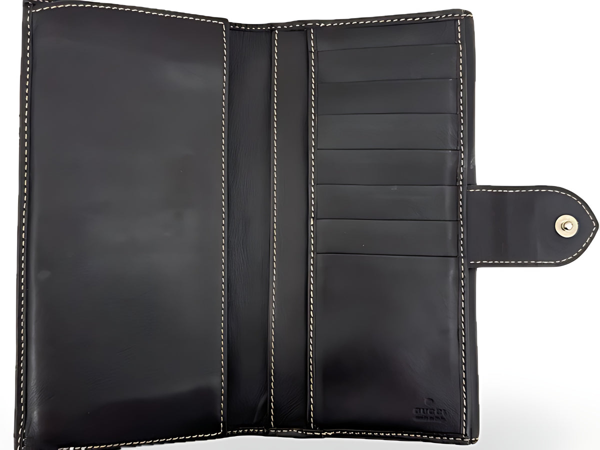Gucci Portefeuille Long Toile GG Beige Cuir Marron Fermoir Cœur – vue 10