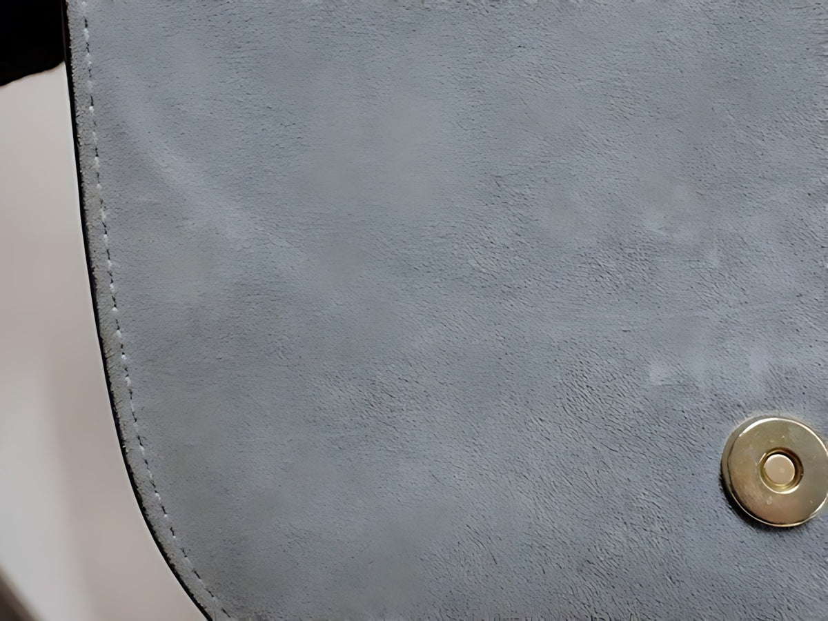 Coach Kleo Cuir Grainé et Daim Gris Sac Bandoulière 2 Way Boucle Dorée – détail 03