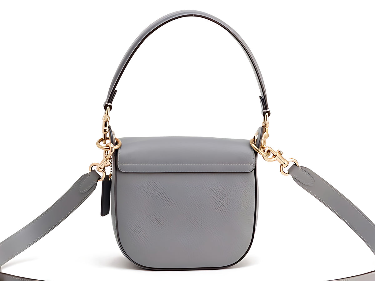 Coach Kleo Cuir Grainé et Daim Gris Sac Bandoulière 2 Way Boucle Dorée – vue 03