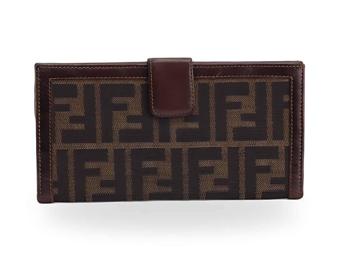 Fendi Zucca portefeuille long marron — vue 1