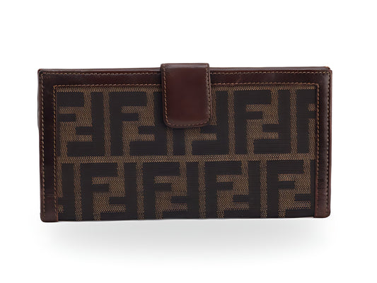 Fendi Zucca portefeuille long marron — vue 1