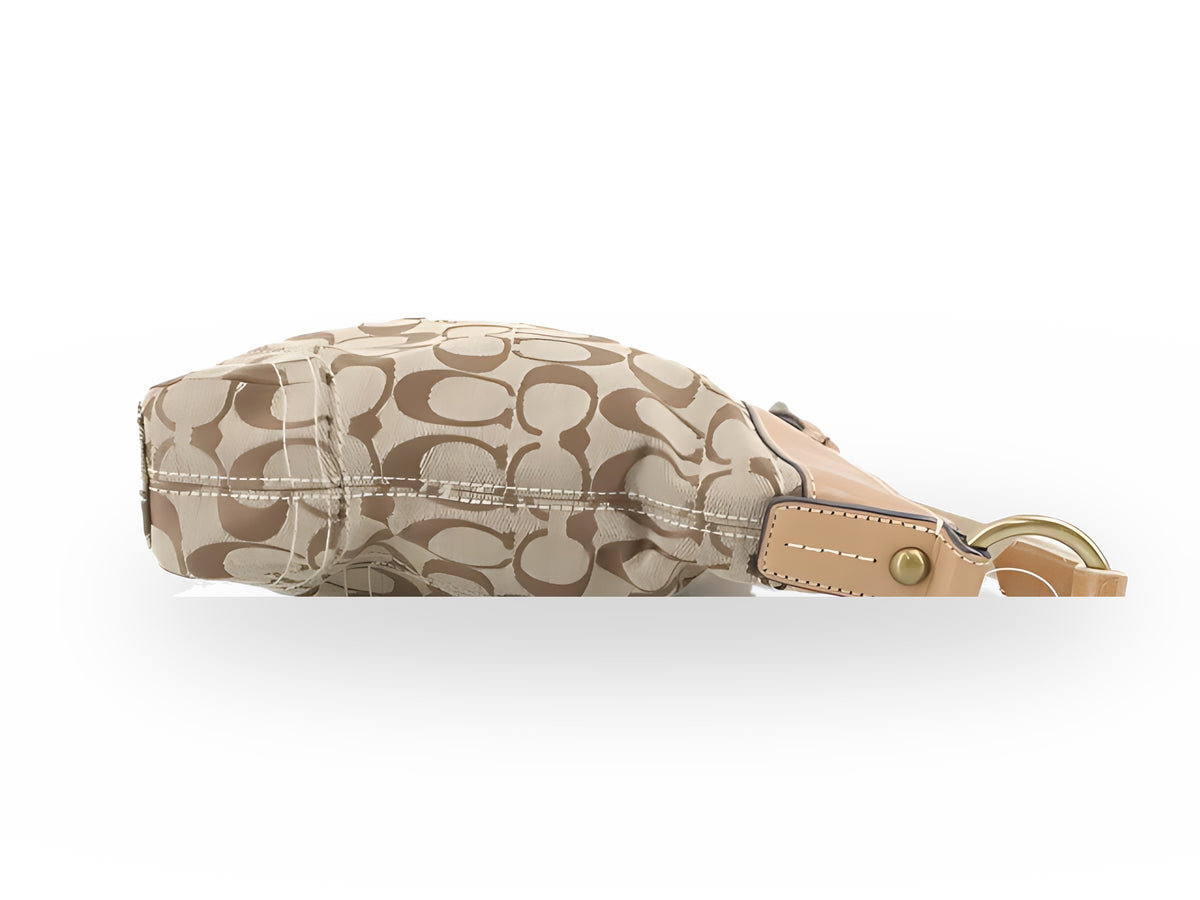 Coach Legacy Signature Toile Khaki Cuir Camel Petit Sac Bandoulière – vue 03