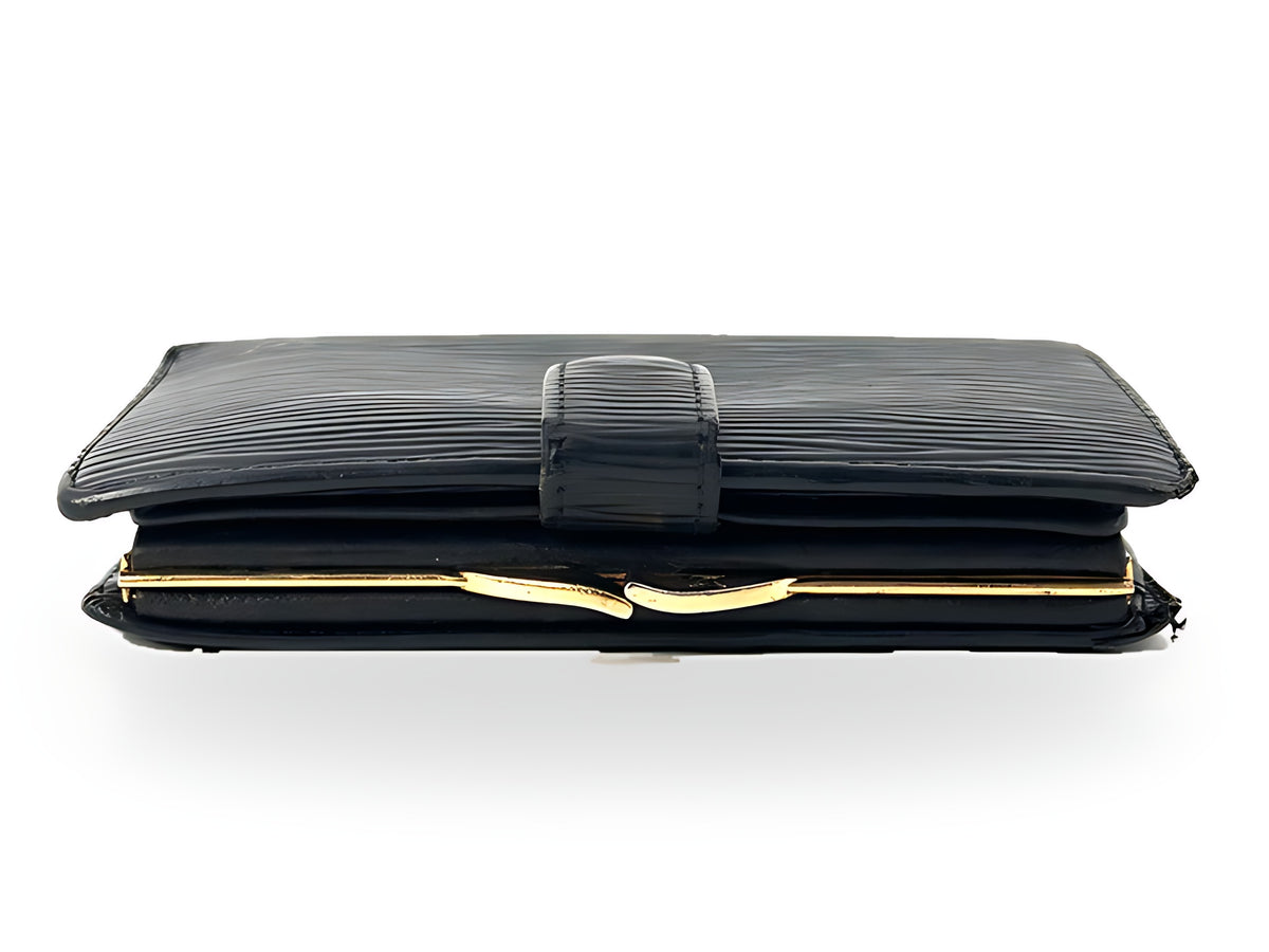 Louis Vuitton Portefeuille Viennois Cuir Épi Noir Fermoir Vintage 2000 – vue 03