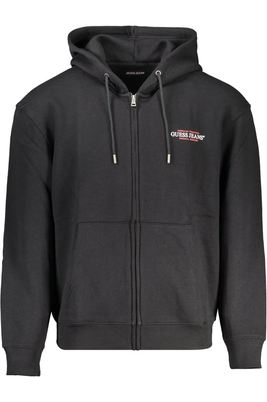 GUESS JEANS SWEAT-SHIRT ZIPPÉ NOIR POUR HOMMES - GUESS JEANS